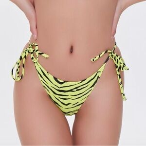 Yellow and black zebra print bikini bottom #beachwear #forever21